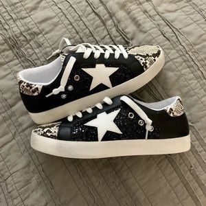 Kell Parker Snake Print & Sequin Sneaker